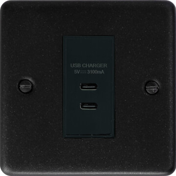 contour graphite usb charger (2x usb c) (1 gang) front fc20825