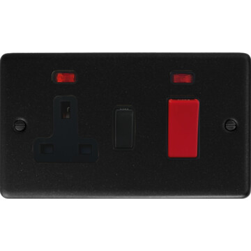 contour graphite cooker switch with socket (black plastic switch) front fc20825