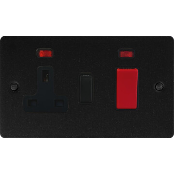 flat graphite cooker switch with socket (black switch) front fc20825