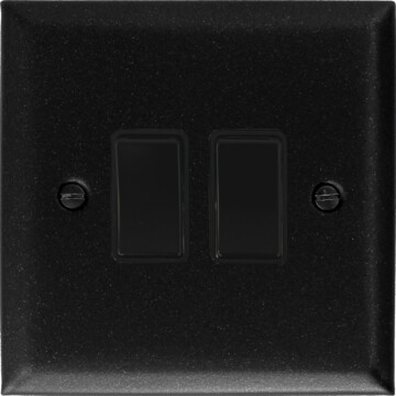 spectrum graphite light switch (2 gang/black switches) front fc20825