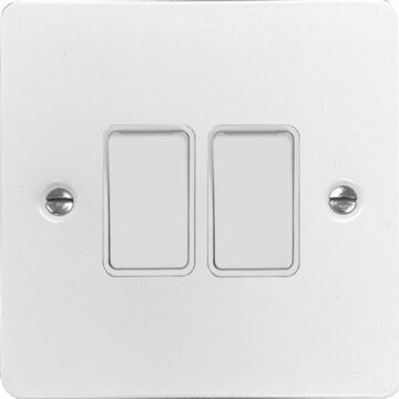 flat white light switch (2 gang) front fc20825
