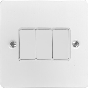flat white light switch (3 gang) front fc20825