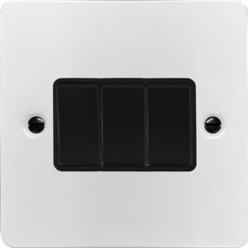 flat white light switch (3 gang/black switch) front fc20825