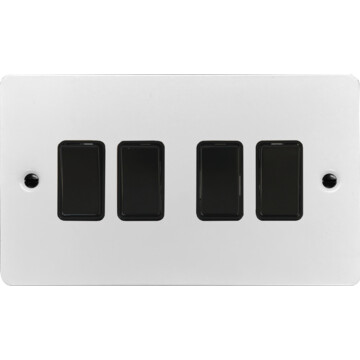 flat white light switch (4 gang/black switch) front fc20825