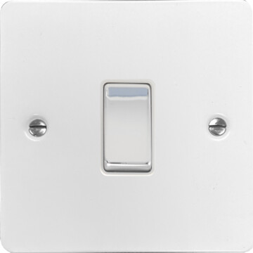 flat white light switch (1 gang/chrome switch) front fc20825
