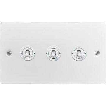 flat white toggle switch (3 gang/white toggles) front fc20825