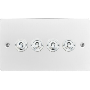 flat white toggle switch (4 gang/white toggles) front fc20825