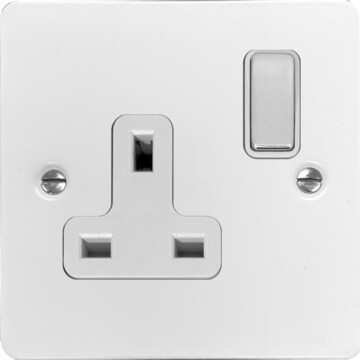 flat white socket (single socket/chrome switch) front fc20825