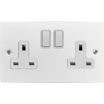 flat white socket (double socket/chrome switches) front fc20825