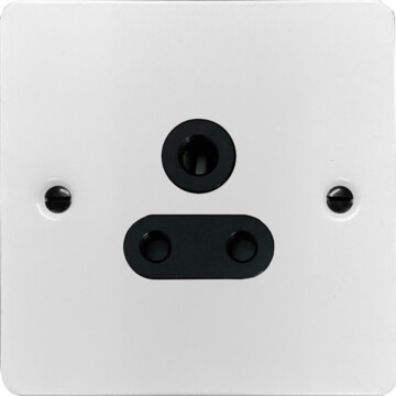 flat white 5 amp 3 pin socket (black insert) front fc20825