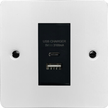 flat white (usb a and usb c) (black insert/1 gang) front fc20825