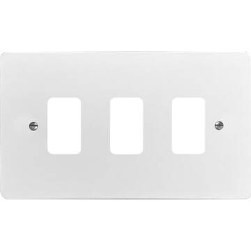 flat white grid plate (3 gang) front fc20825