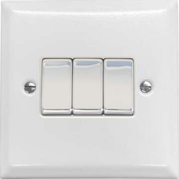 spectrum white light switch (3 gang/white insert/polished chrome switches) front fc20825
