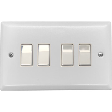 spectrum white light switch (4 gang/white insert/ polished chrome switches) front fc20825