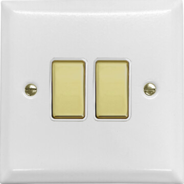 spectrum white light switch (2 gang/polished brass switches) front fc20825