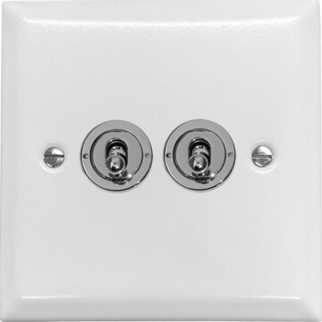 spectrum white toggle switch (2 gang/polished chrome switches) front fc20825