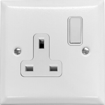 spectrum white single socket (white switch) front fc20825