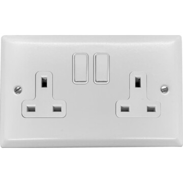 spectrum white double socket (white switches) front fc20825