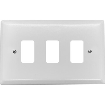 spectrum white grid plate (3 gang) front fc20825