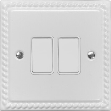 monarch white light switch (2 gang/white switches) front fc20825