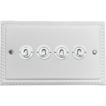 monarch white toggle switch (4 gang/white toggles) front fc20825