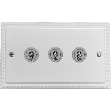 monarch white toggle switch (3 gang/polished chrome switches) front fc20825