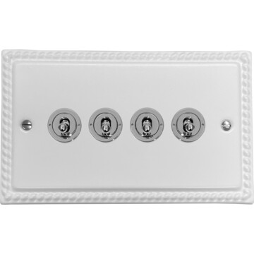 monarch white toggle switch (4 gang/polished chrome switches) front fc20825