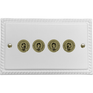 monarch white toggle switch (4 gangpolished brass switches) front fc20825