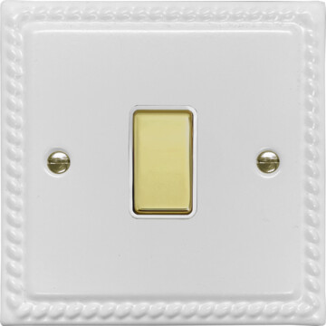 monarch white intermediate light switch (1 gang/white insert/polished brass switch) front fc20825