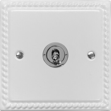 monarch white intermediate toggle switch (1 gang/polished chrome switch) front fc20825