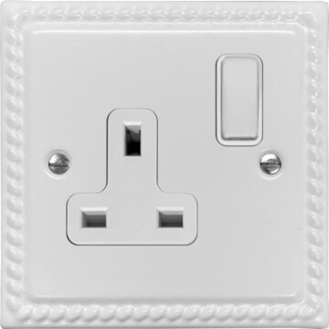 monarch white single socket (white switch) front fc20825
