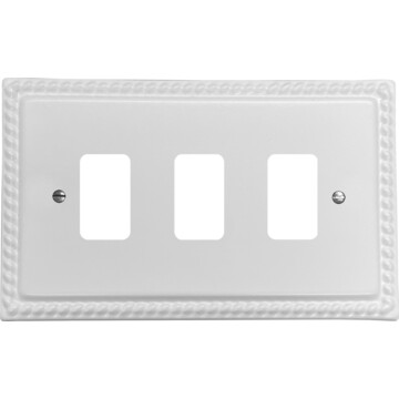 monarch white grid plate (3 gang) front fc20825