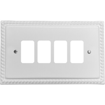 monarch white grid plate (4 gang) front fc20825