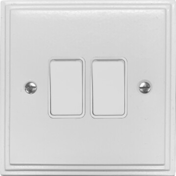 white light switch (2 gang) front fc20825
