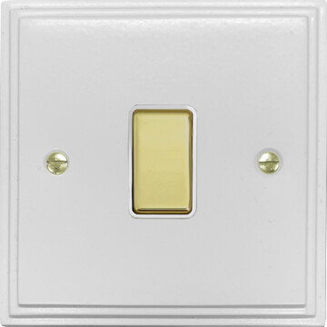 white light switch (1 gang/white insert/polished brass switch) front fc20825