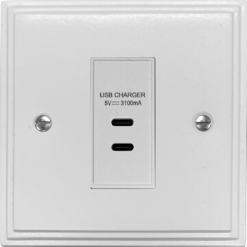victorian white usb charger (2x usb c) (1 gang) front fc20825