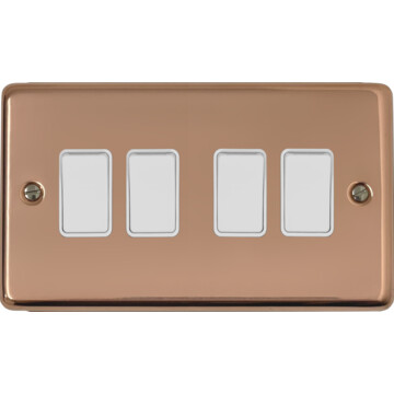 contour copper hand waxed light switch (4 gang/white switch) front fc20825