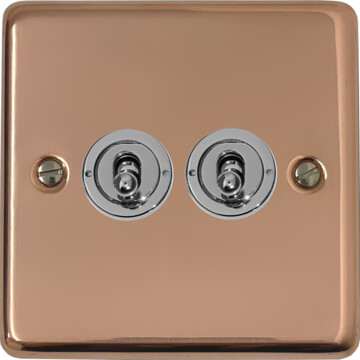 contour copper hand waxed toggle switch (2 gang) front fc20825