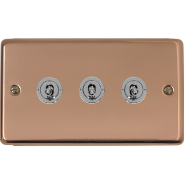 contour copper hand waxed toggle switch (3 gang) front fc20825