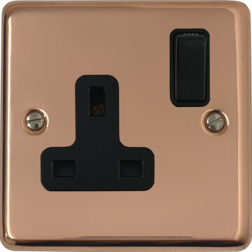 contour copper hand waxed single socket (black switch) front fc20825