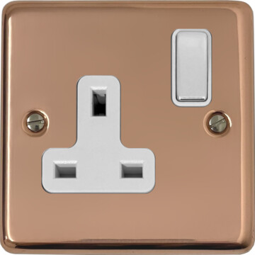 contour copper hand waxed single socket (white insert/polished chrome switch) front fc20825