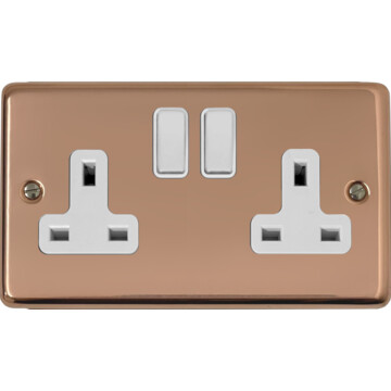 contour copper hand waxed double socket (white switch) front fc20825