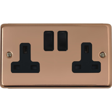 contour copper hand waxed double socket (black switch) front fc20825
