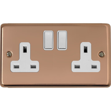 contour copper hand waxed double socket (white insert/polished chrome switch) front fc20825