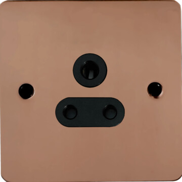 flat copper hand waxed 5a 3 pin socket (black insert) front fc20825