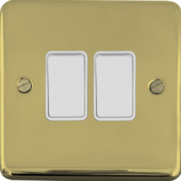 contour polished brass hand waxed light switch (2 gang/white switches) front fc20825