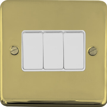 contour polished brass hand waxed light switch (3 gang/white switches) front fc20825
