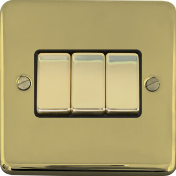 contour polished brass hand waxed light switch (3 gang/brass switches) front fc20825