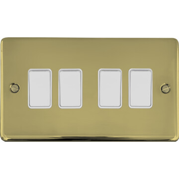 contour polished brass hand waxed light switch (4 gang/white switches) front fc20825