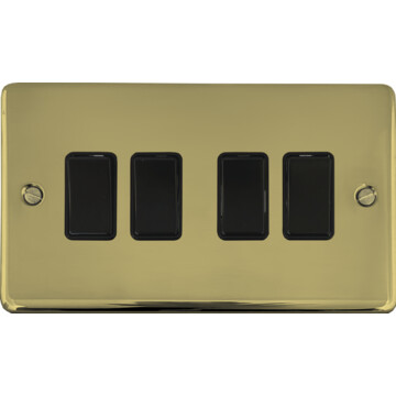 contour polished brass hand waxed light switch (4 gang/black switches) front fc20825